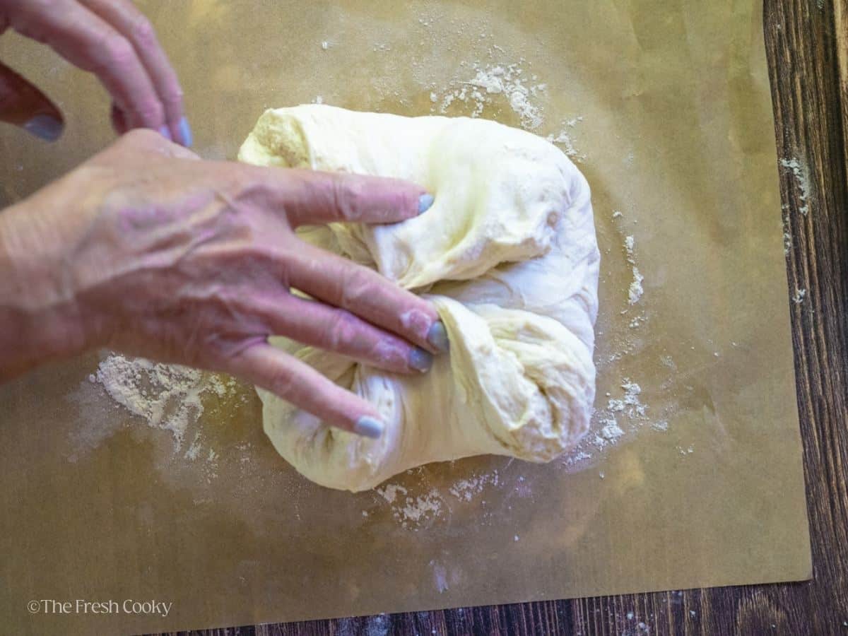 Envelope folding sourdough bread. 