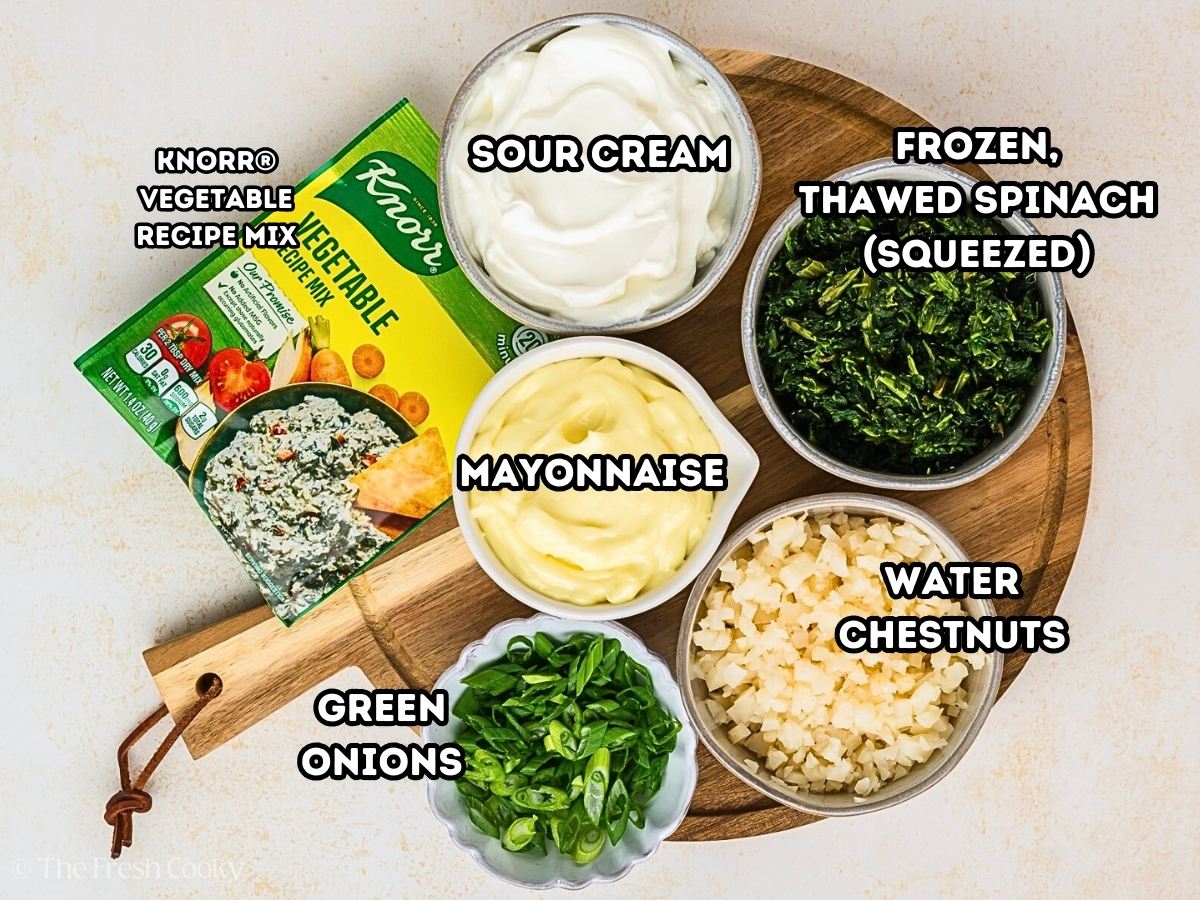 Knorr veggie dip ingredients, labeled. 