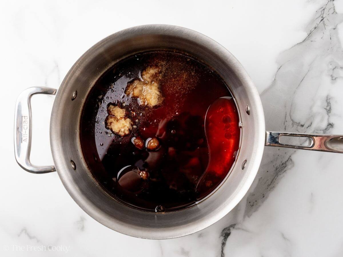First few ingredients in a saucepan. 