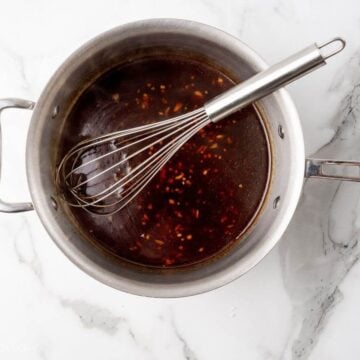 Whisk until the teriyaki is thickened and glossy.
