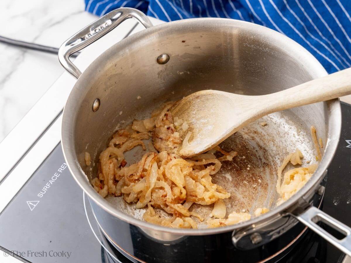 Stir in flour and cook for 1 minute. 