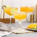 Three skinny margaritas all serving in different coupe classes.