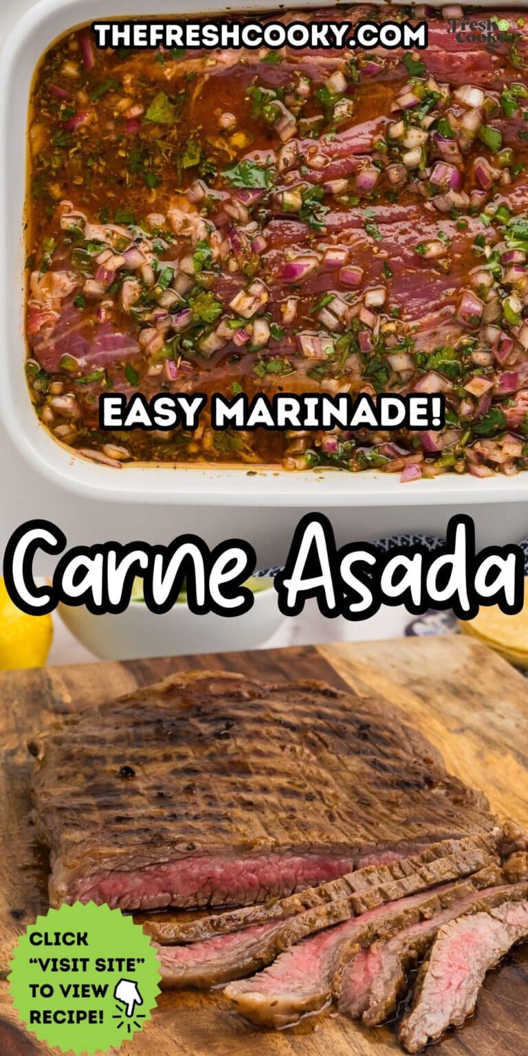 Carne asada in marinade and grilled to perfection, for pinning.