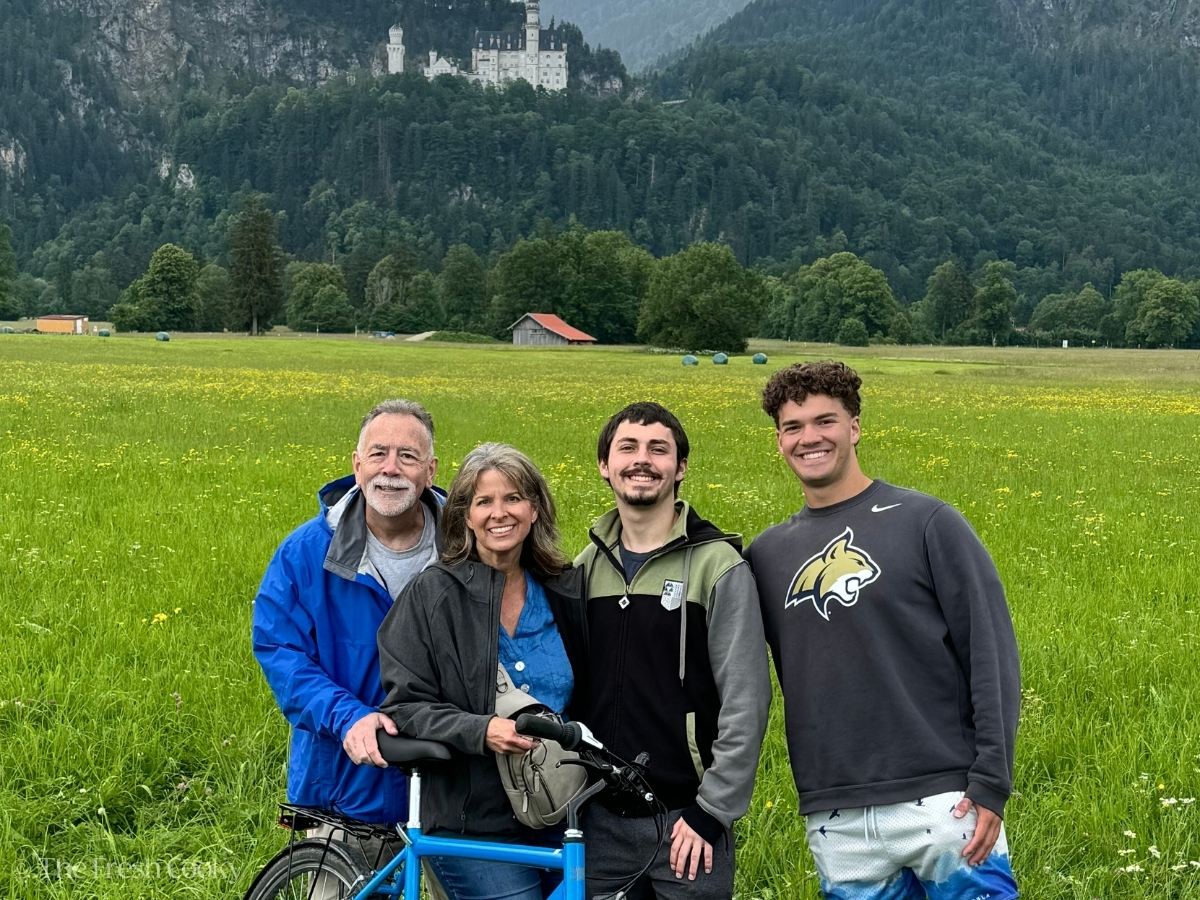 Kathleen and family in Germany at Neuschwanstein Castle. 