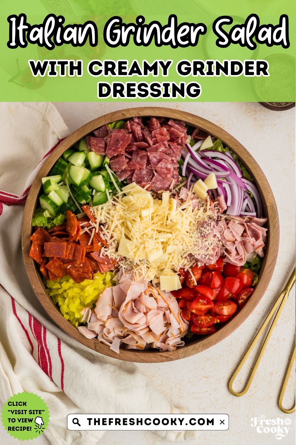 Grinder salad before mixing in a large salad bowl, to pin. 