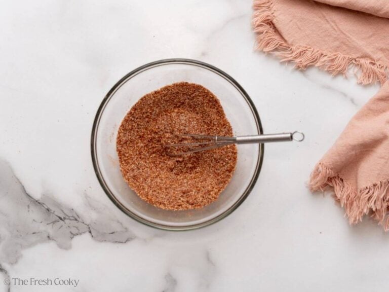 Burger seasoning in a small bowl after being whisked together.