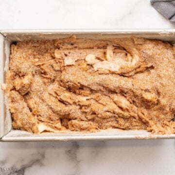 Dough slightly swirled before baking.