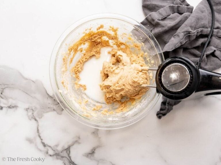 Sugars creamed with butter and milk added.