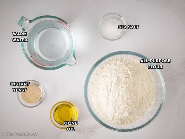 Ingredients needed to make Italian bread at home.