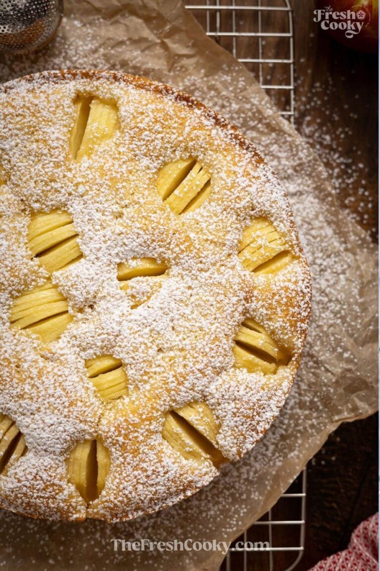 Looking down on a German apple cake (apfelkuchen) for pinning.