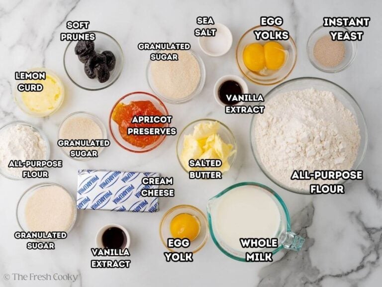 Kolache ingredients, labeled.