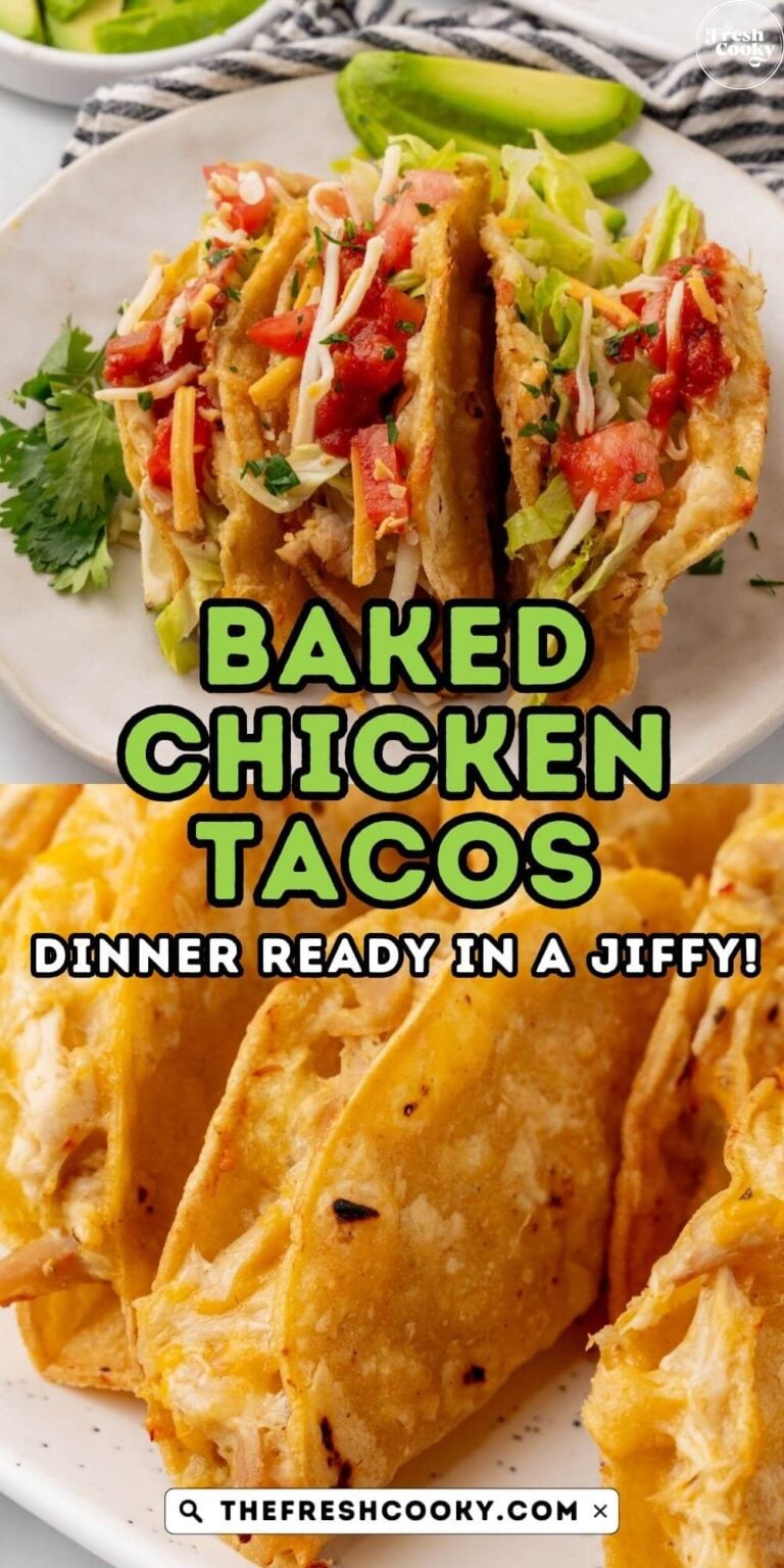 Crispy baked chicken tacos, to pin.