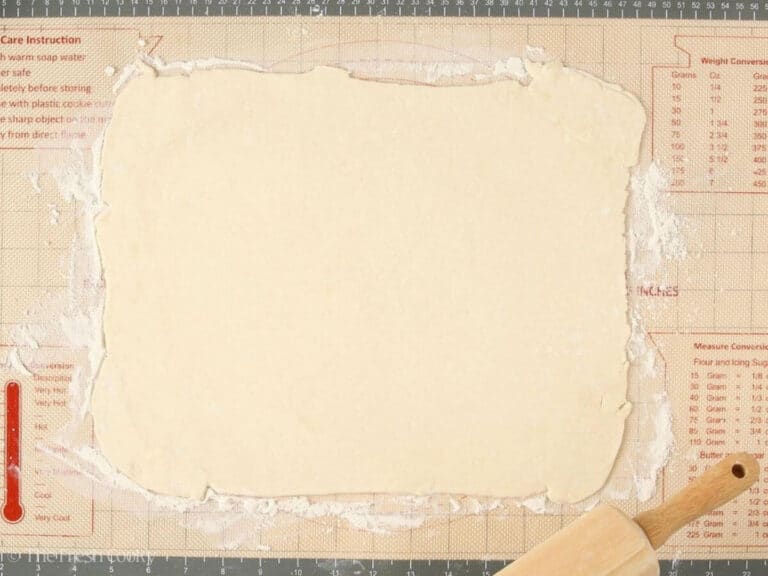 Kringle dough rolled out into a rectangle.