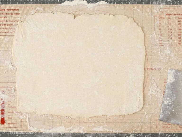 Kringle dough rolled out into a rectangle.