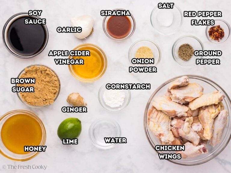 Ingredients needed to make sticky chicken wings.