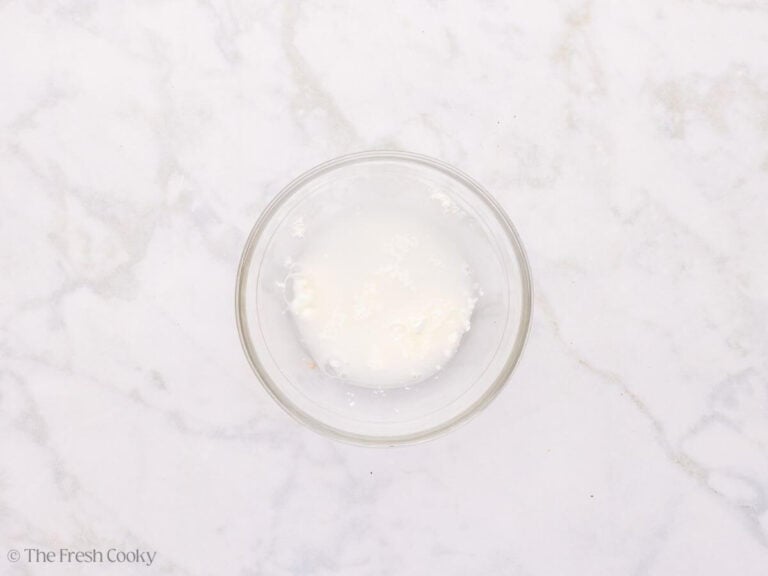 Cornstarch and water in a small bowl.