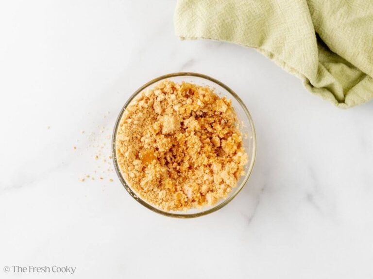 Graham cracker sugar mixture mixed together in a small bowl.