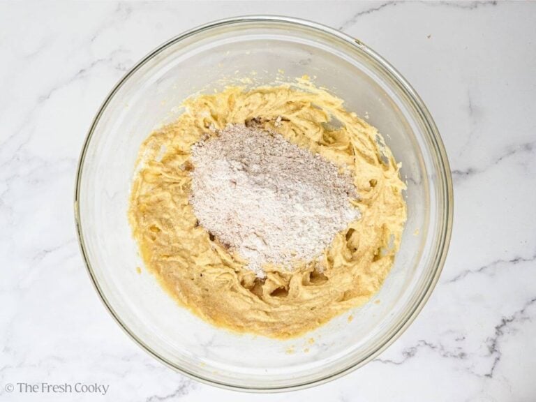 A little flour on top of the creamed mixture.