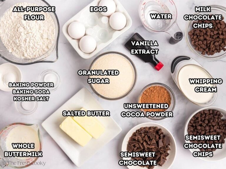 Ingredients for marble bundt cake.
