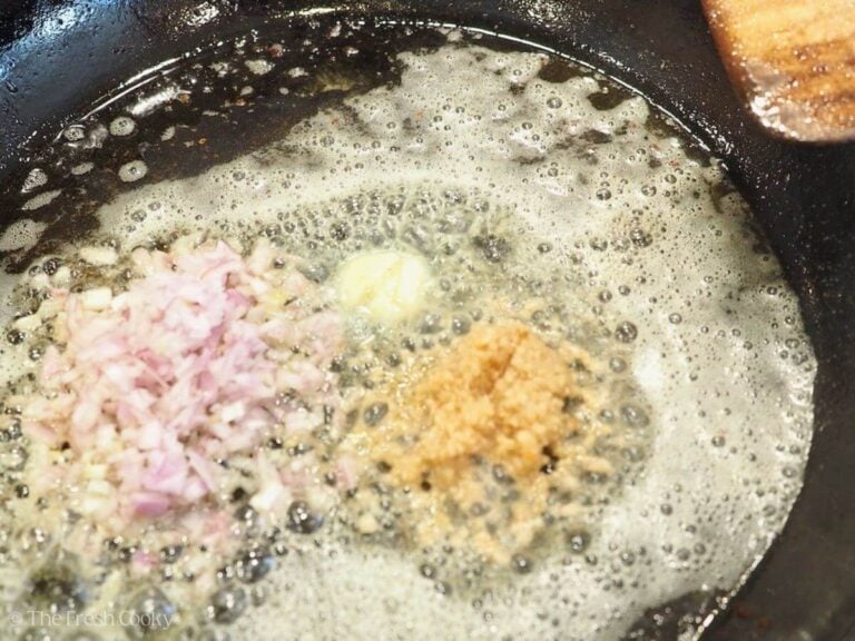 Added butter, shallots and minced garlic to the bacon grease.