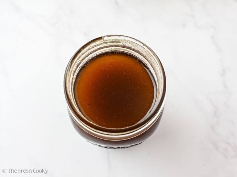 Dressing ingredients in a jar.