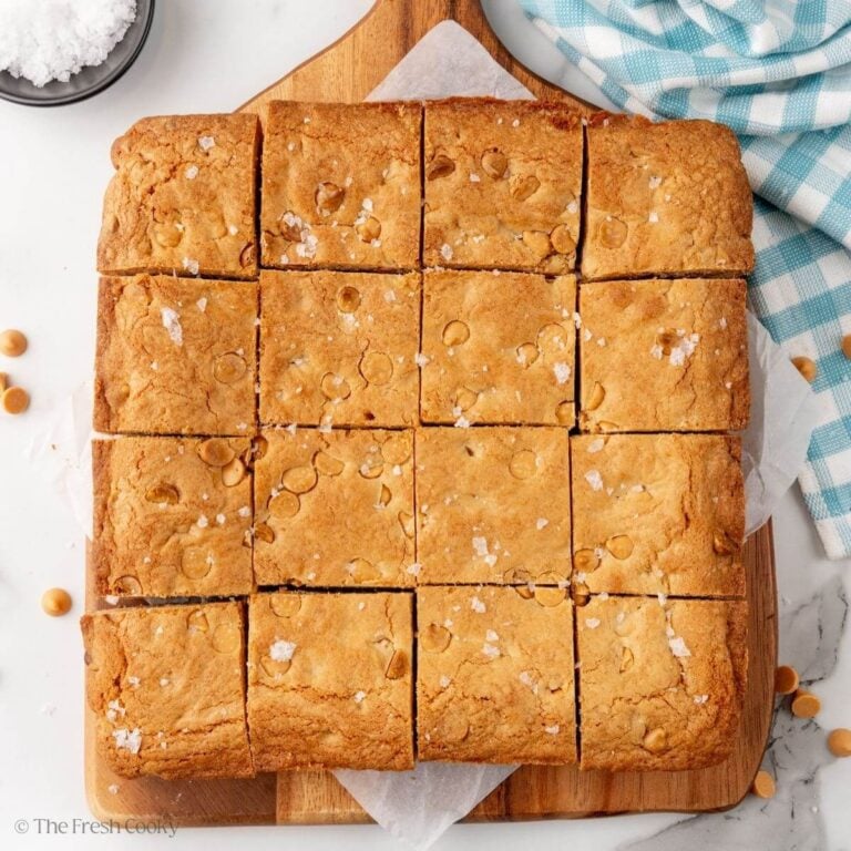 Blondies cooled and cut into squares.