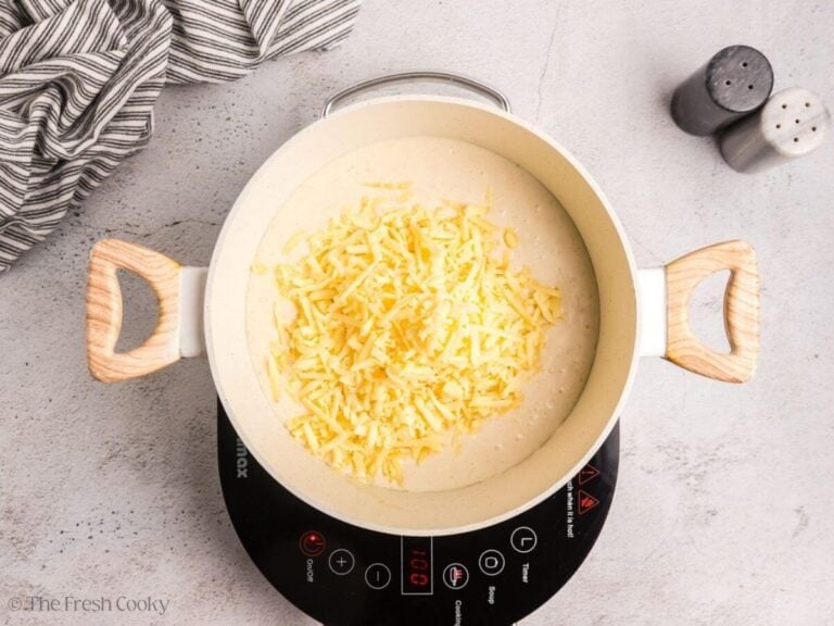 Smoked gouda on top of cream mixture.