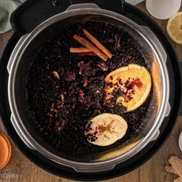 Lemon, orange tossed in as well to the ingredients for elderberry syrup into the instant pot.