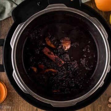 After pressure cooking the mixture and natural releasing.