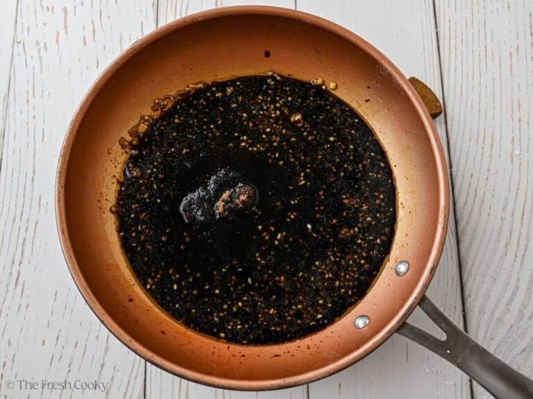 Adding soy sauce and other ingredients for Mongolian beef sauce.