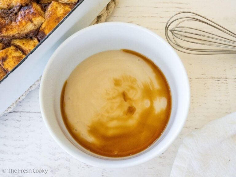 Whisk vanilla into packaged frosting.