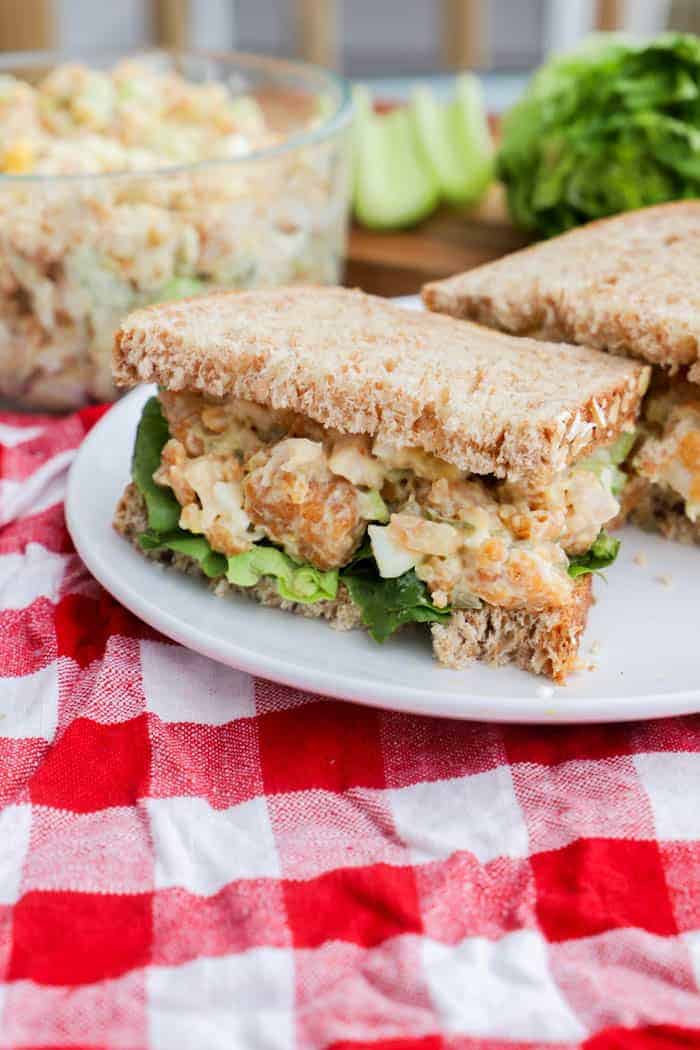 Chick Fil-A Chicken salad on a piece of whole wheat bread.