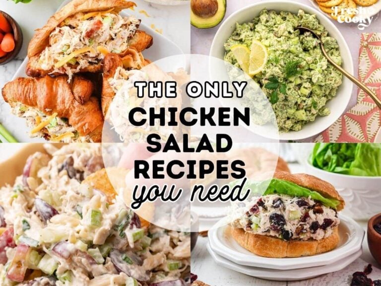A variety of chicken salad recipes, L-R Sassy Scotty, Green Goddess, Chicken salad with grapes and cranberry Chicken Salad.