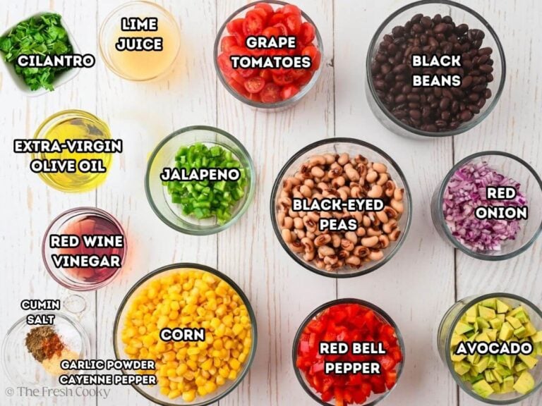 Ingredients needed to make cowboy caviar.