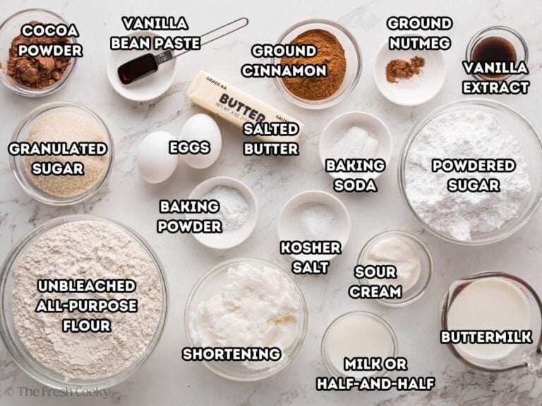 Ingredients needed to make homemade donuts.