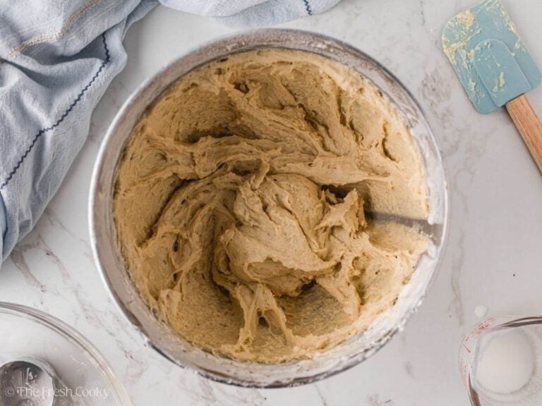 Donut batter in a mixing bowl.