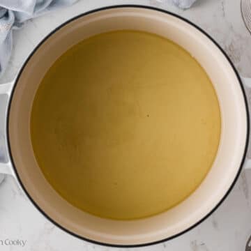 Oil in a large pot.