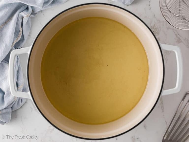 Oil in a large pot.