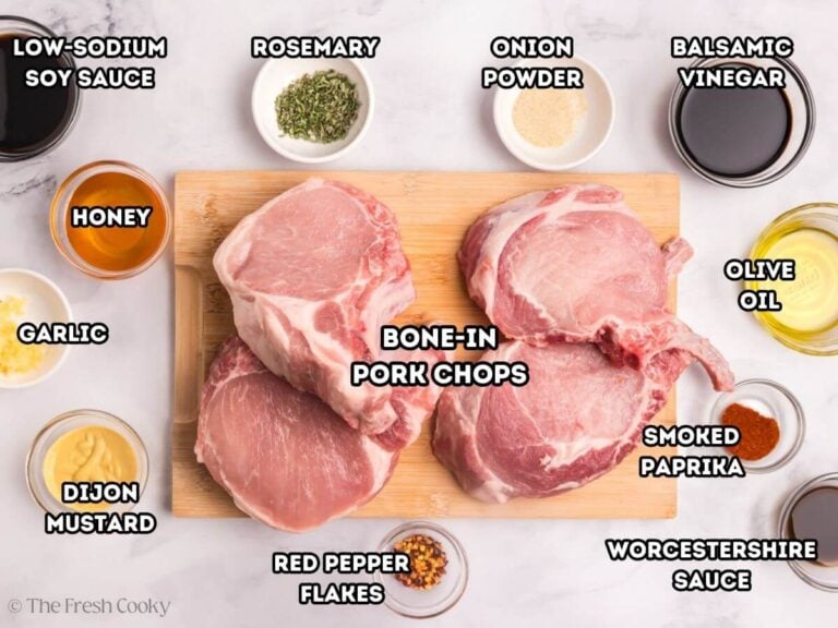 Ingredients needed to make pork chop marinade.