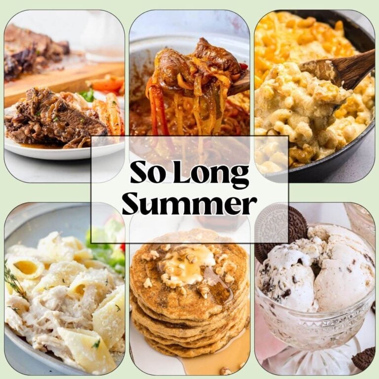 Six photos of meals for the so long summer meal plan.
