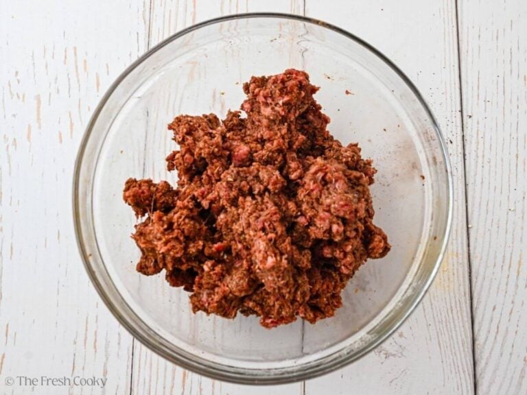Mixed together ground beef mixture with taco seasoning.