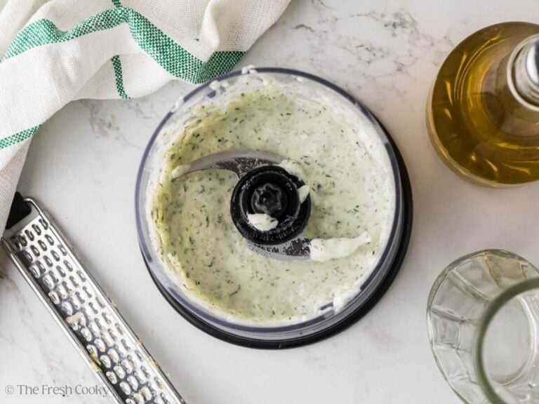 Tzatziki sauce in a food processor.