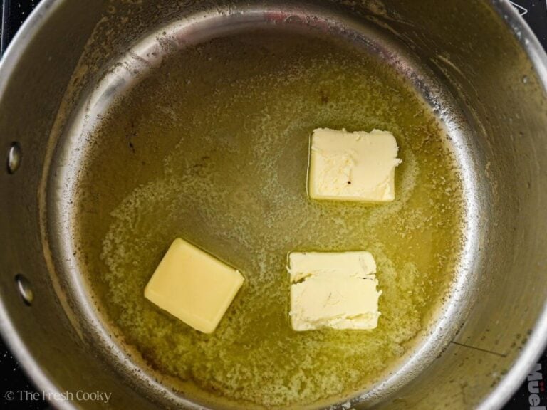 Butter melting in a saucepan.