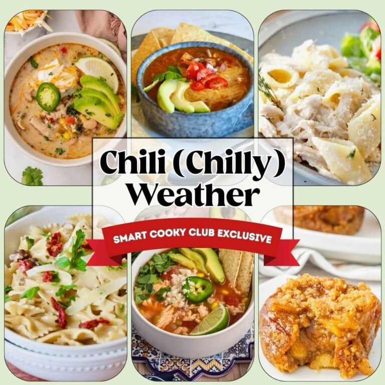 Six photos of chili (chilly) weather meals in the meal plan.