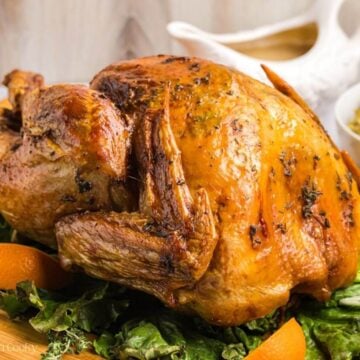 Finished roasted herb butter turkey.