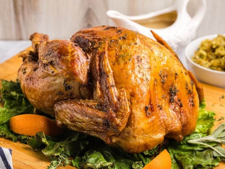 Finished roasted herb butter turkey.