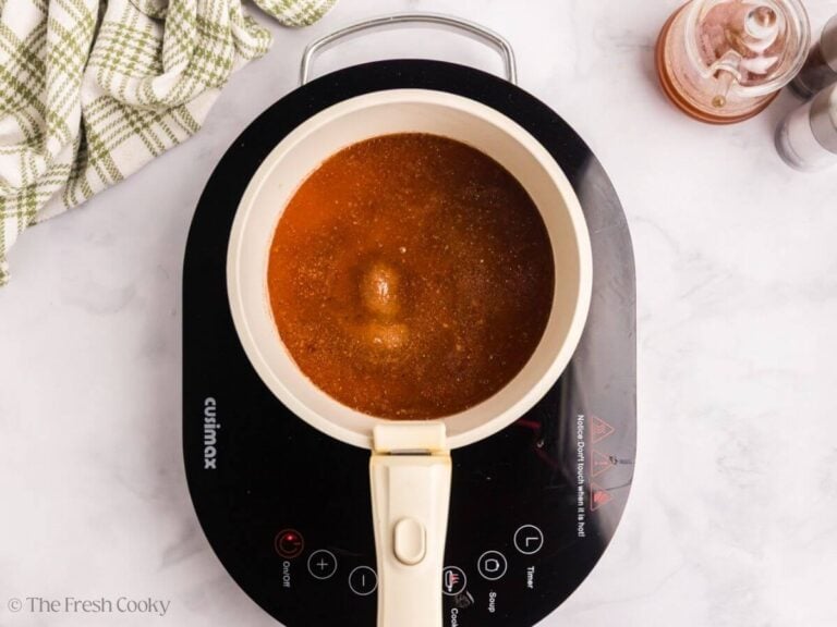 Ingredients in a small sauce pan for glaze.