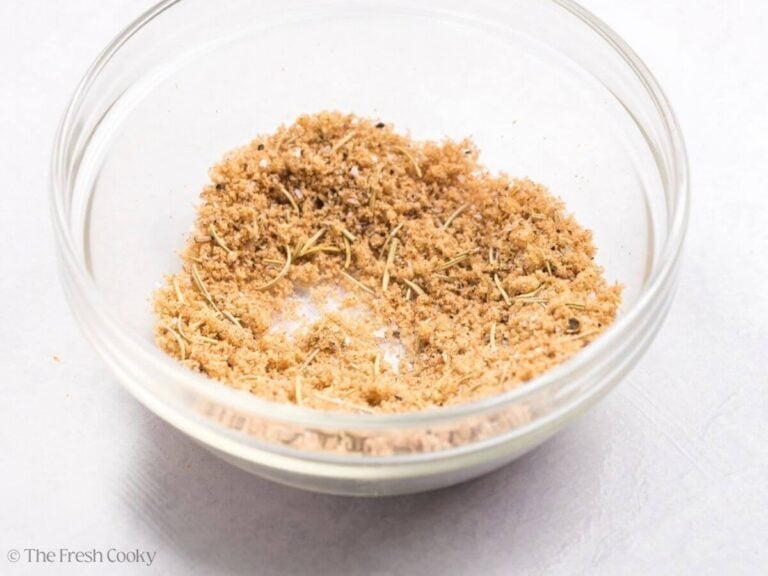 Spice mix whisked together in a bowl.