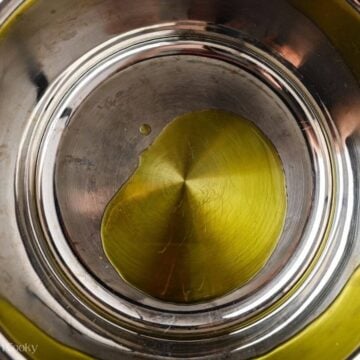 Oil in a large pot.