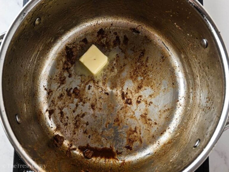 Butter added to the pot where the beef seared.